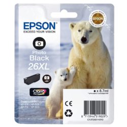 Epson Polar Bear 26XL Claria Premium Ink, High Yield Ink Cartridge, Photo Black Single Pack, C13T26314010